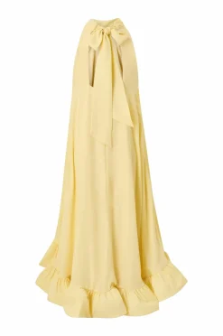 By Malina Kjole Sabrina Halterneck Ruffled Midi Dress