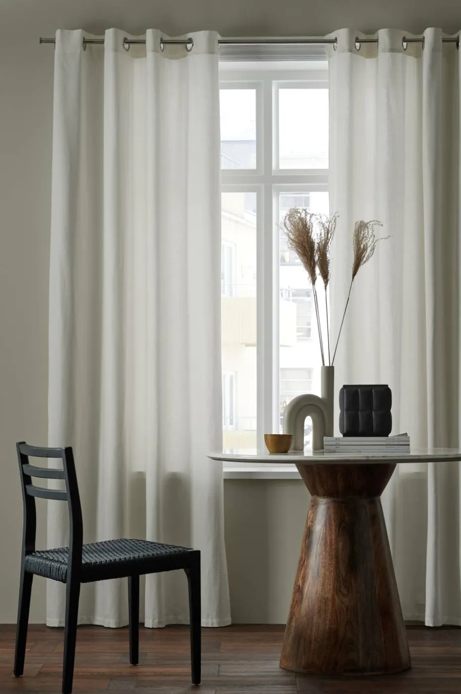 &Home 2-pk gardinlengder med maljer, i halvpanama
